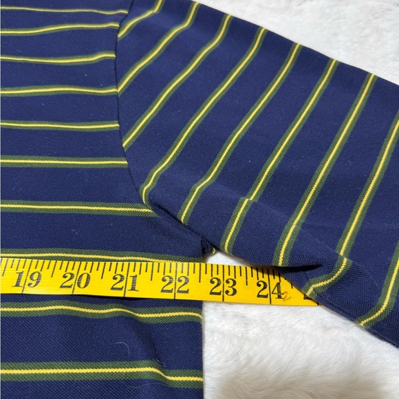 Ralph Lauren Polo Golf Navy/Yellow Striped Polo 100% Pima Cotton Shirt Large - Picture 11 of 13